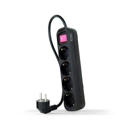 Nanocable 10.37.0004-BK Regleta de Enchufes con Interruptor, 4 Tomas con Tierra, Cable 1.4m, Protección Infantil, 3680W, Negro Precio: 10.50000006. SKU: S0230826