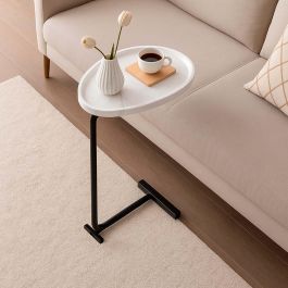 Versa Mesa Auxiliar Efecto Mármol Blanco con Hierro y Madera MDF 30x45x60 cm