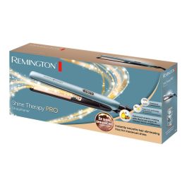 Remington Plancha de pelo Shine Therapy Pro S9300, cerámica con aceite de argán, pantalla digital, 9 ajustes de temperatura 150-230°C, placas flotantes, azul