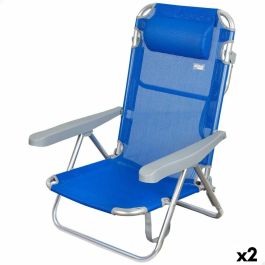 Silla Plegable con Reposacabezas Aktive Gomera Azul 48 x 84 x 46 cm (2 Unidades)