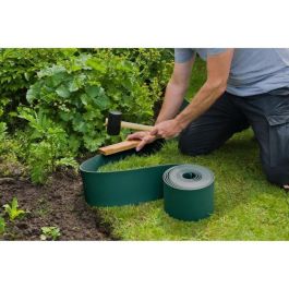 Nature Borde de Jardín de Polipropileno Reciclado Verde, 15 cm Alto x 10 m Largo, 3 mm Grosor, Flexible, Anti-UV, Resistente