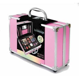 Maletin metalico maquillaje bon voyage pink (rosa). incluye 43 piezas. 25.60x18.50x9.5 cm