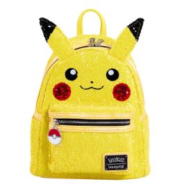 Loungefly Mochila Pikachu Pokemon de Piel Vegana con Lentejuelas 22,8x26,6x11,4cm