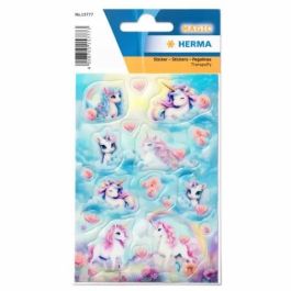 HERMA 15777 Sticker MAGIC HAPPY UNICORN TRANSPUFFY - Adhesivo Permanente Multicolor para Niña