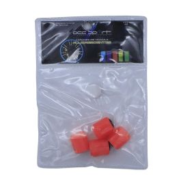 Occ Sport OCCLEV001 Tapones de válvula fluorescentes universales rojos, pack 4 unidades ABS