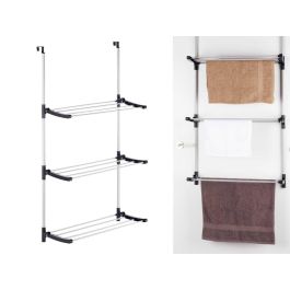 Kipit Tendedero Puerta Plegable 3 Estantes 6.5 Metros Estructura Metalica Plastico Plata Negro 7x61.5x12.5cm (Set de 12)