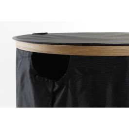 DKD Home Decor Cesto para Colada Básicos Desmontable Roble y 100% Poliéster Negro y Natural 44 cm Ancho x 57 cm Alto x 44 cm Profundo