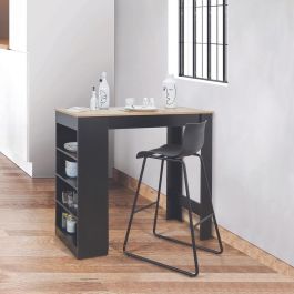 Home Deco Factory Mesa Alta Bar Con Estantes, Colección Industriel, Madera MDF, 115x50 cm, h.103 cm