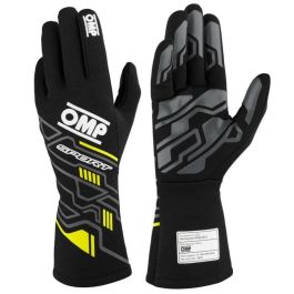Omp OMPIB0-0777-B01-178-M Guantes Sport My2025 Ignífugos FIA 8856-2018 para Carreras, Negro Fluo Amarillo Talla M