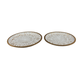 DKD Home Decor Decoración de Pared Glam Mandala Metal Blanco Dorado 44x44x5 cm (Set de 2 Unidades)