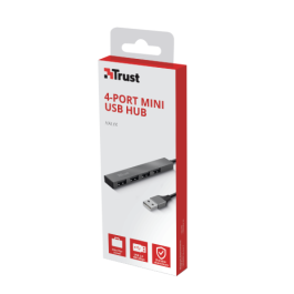 Hub USB Trust 23786 USB x 4 Gris Plateado Aluminio 3600 W