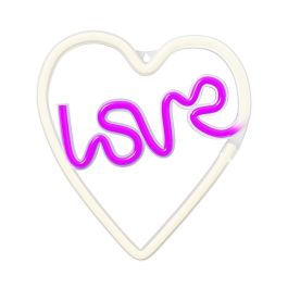 Neolia Lámpara Forever Neon LED Love Heart, Corazón Iluminación Decoración Rosa LED USB, Luz de Pared Decorativa Neón