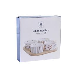 DKD Home Decor Aperitivo Gres Bambú Multicolor Natural Colección Casablanca 2022 Urban Set 5 Piezas 19.7 x 1 x 19.7 cm