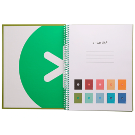 Antartik Cuaderno Espiral A4 Micro Tapa Forrada 80 Hojas 90gr Cuadro 5mm Verde