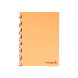 Liderpapel Cuaderno Espiral A4 Wonder Tapa Plástico 80 Hojas 90gr Cuadro 4mm Margen Naranja