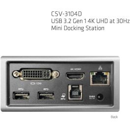 Club3D Docking Station USB 3.2 Gen 1 Mini 4K UHD HDMI DVI 4xUSB 3.0 LAN Plata para PC/Portátil