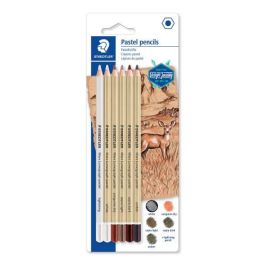 Staedtler Lápices Pastel 100P-SBK6 Blíster con 6 Lápices, Colores Sepia Claro, Sepia Oscuro, Ocre Oscuro, Sanguina Seca, Blanco, Iluminador