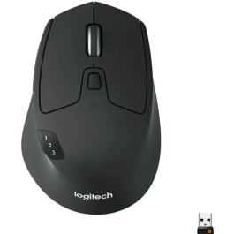 Logitech M720 Triathlon Ratón Óptico Wireless y Bluetooth para Múltiples Dispositivos, Sensor Avanzado, 24 Meses de Batería, Negro