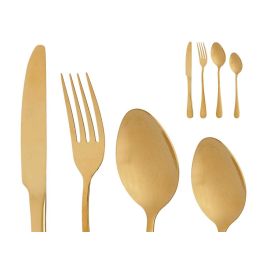 Kinvara Set de 16 Cubiertos de Acero Inoxidable Color Oro, Incluye Cuchillo (23 cm), Cuchara (20,5 cm), Tenedor (20,5 cm) y Cuchara de té (14,2 cm) (6 Unidades) Kinvara Set de 16 Cubiertos de Acero Inoxidable Color Oro, Incluye Cuchillo (23 cm), Cuchara (20,5 cm), Tenedor (20,5 cm) y Cuchara de té (14,2 cm) (6 Unidades)