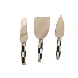 DKD Home Decor Tabla de Cortar Moderna, Set de 4, Blanco, Negro y Natural, Madera Acacia, Inox y Resina, 38x20x1.5 cm