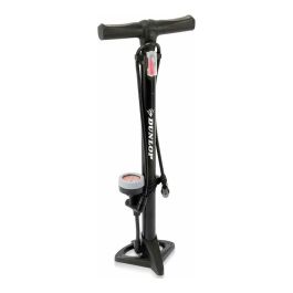 Dunlop Bomba de Pie para Bicicletas con 11 bar de Presión, Manómetro Analógico, Cabezal de Boquilla Doble y Adaptadores para Hinchables