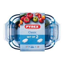 Pyrex Fuente Horno Rectangular Classic Vidrio Borosilicato 35x24x8 cm - Apta Horno, Microondas, Congelador y Lavavajillas - 2 Piezas