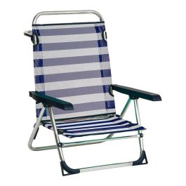 Silla cama playa aluminio multiposición con asa y pata trasera plegable color a rayas 79,5x59,5x56 cm Precio: 29.88999959. SKU: S2415378