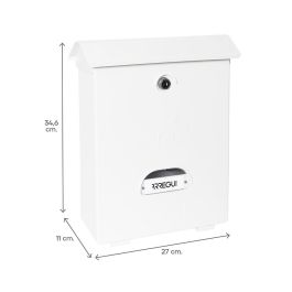 Arregui Buzón Exterior Classic de Poliestireno Blanco, Mediano (A4) 27x11x34.6cm, con Tapa Protectora para Zonas Costeras