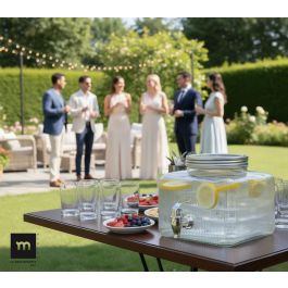 Inde Tarro Dispensador Frigo de Vidrio 7.5 Litros - Capacidad 7.5L, Medidas 23 x 23 x 20.5 cm (4 Unidades)