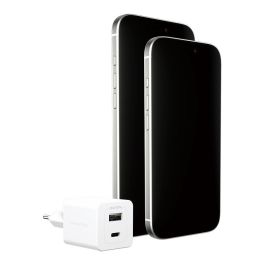 PanzerGlass Turbo Cargador Rápido GaN 35W con Puerto USB-C y USB-A, Incluye Cable USB-C, Color Blanco, Enchufe UE