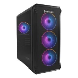 GENESIS Irid 503 ARGB Micro Torre Gaming con 4 Ventiladores, Panel Cristal Templado, Negra/Transparente, hasta 240mm RL