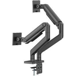 Digitus Soporte Doble para Monitor Dual, hasta 45", 2x 20 kg, 40 kg Total, Abrazadera Escritorio, Negro