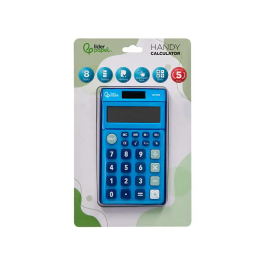 Liderpapel Calculadora Bolsillo XF09 8 Dígitos Solar y Pilas Color Azul 115x65x8 mm