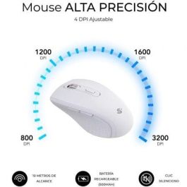 Subblim SUBKBC-DCOPW1 Teclado y Ratón Inalámbrico Ergonómico Combo Dual Office Prowave, BT+USB, Recargable, Silencioso, Blanco