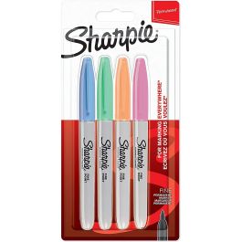 Sharpie Marcador Permanente Fine Punta Redonda 0.9 mm, Colores Surtidos Pastel, Blíster 4 Unidades Precio: 3.50000002. SKU: B12DRNVHND