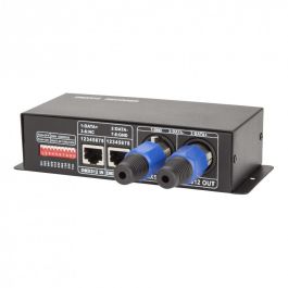 Controlador DMX512 RGB para iluminación LED, compatible con DMX-512, 3 Canales, 12/24VDC, 8A, Potencia Máx 288/576W