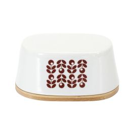 Home Deco Factory Mantequera Retro Flor o Manzana Bambú Porcelana 17x10,5 cm