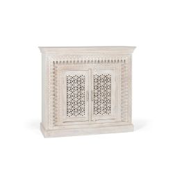 GINER Y COLOMER Aparador de Madera de Mango Blanco Envejecido 100x110x40 cm