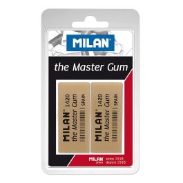 Milán Goma de borrar Master Gum, Miga de Pan, Blister 2 uds, 5,5 x 2,3 x 1,3 cm