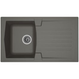 STRADOUR Fregadero de cocina empotrado 1 bandeja + 1 escurridor Arena - Resina - 86 x 50 cm - Gris hormigón