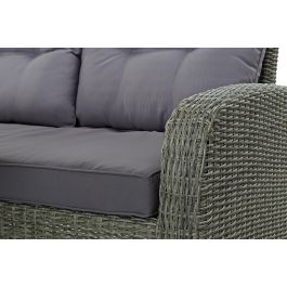 DKD Home Decor Sofá de Jardín y Terraza Gris 204x267x90 cm Set 4 Piezas Desmontable con Cojines Ratán Sintético