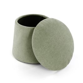 Puff con almacenamiento verde VERSA 43x45 cm - Madera MDF, Poliéster, Tela chenilla Puff con almacenamiento verde VERSA 43x45 cm - Madera MDF, Poliéster, Tela chenilla