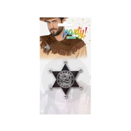 Estrella De Sheriff Metálica Plateada 11x11 cm Accesorio Disfraz Policía Lejano Oeste Vaquero
