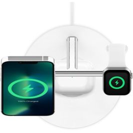 Belkin WIZ017vfWH Cargador Inalámbrico MagSafe 3 en 1 para iPhone 12/13 Series, Auriculares, Smartwatch Blanco