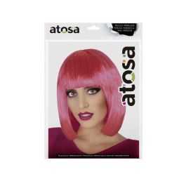 Peluca Corta Lisa Fucsia Con Flequillo 100 gr