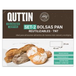 Quttin Set de 2 Bolsas para Pan Reutilizables 25x45 cm (36 Unidades) Quttin Set de 2 Bolsas para Pan Reutilizables 25x45 cm (36 Unidades)