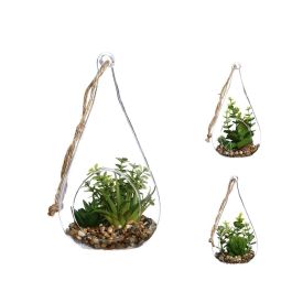 Atmosphera Jarrón de cristal colgante con planta decorativa 10x19,5cm, PVC/cristal, colores/modelos surtidos Precio: 7.58999967. SKU: S7902144