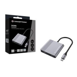 Conceptronic DONN13GR Hub USB Tipo C con HDMI, USB-C PD y USB 3.0 para MacBook, Chromebook y más, 4 en 1