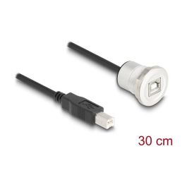DeLOCK Cable USB 2.0 Tipo B Macho a Hembra de 30 cm (0.3 m) con Conectores de Aluminio y Panel Frontal - Modelo 88182