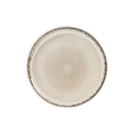 DKD Home Decor Plato Horeca Gres Esmaltado Beige Blanco 27x2x27 cm (4 Unidades) Apto para Microondas y Lavavajillas